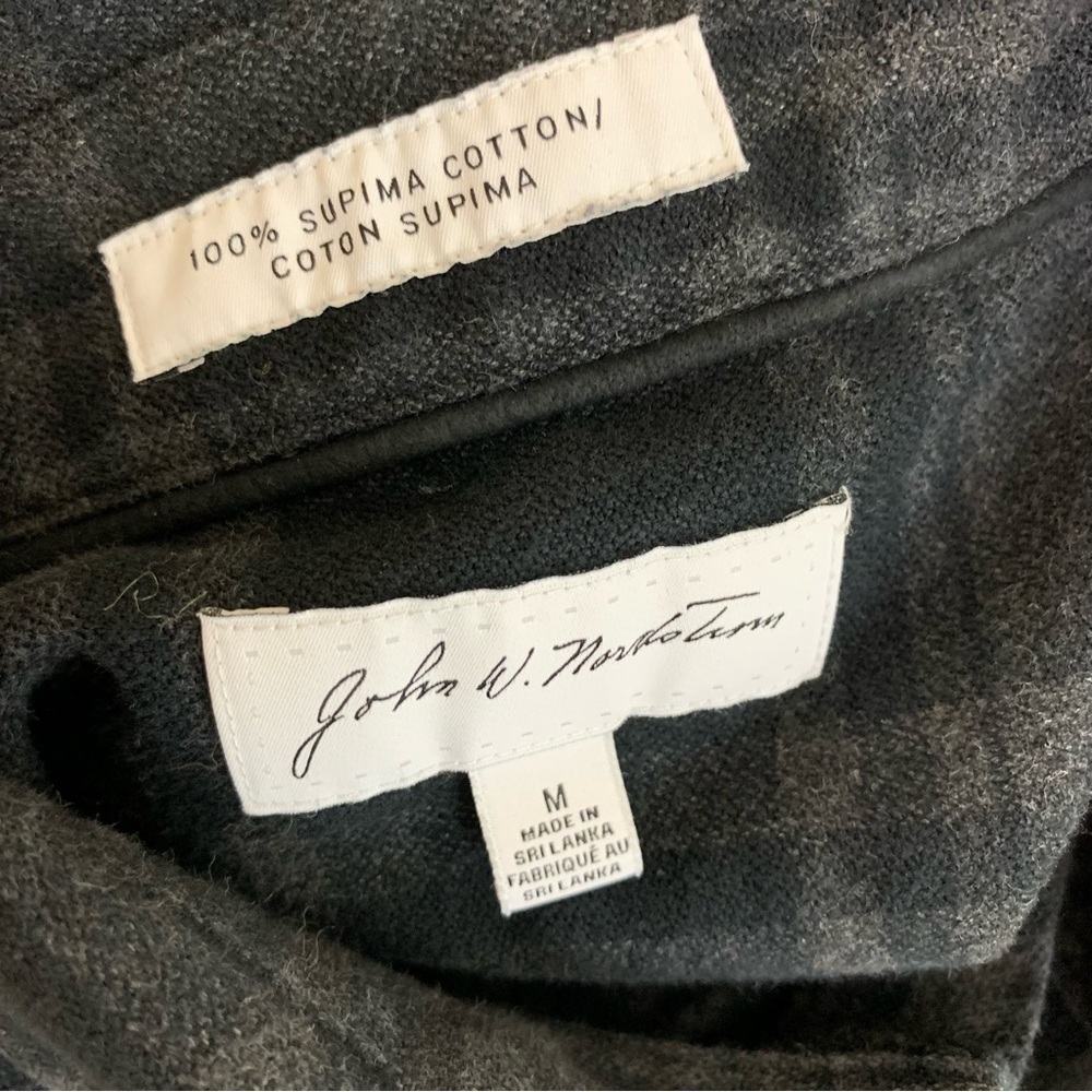 John W Nordstrom Black Plaid Elbow Patch Button Down Shirt Medium - Picture 7 of 9